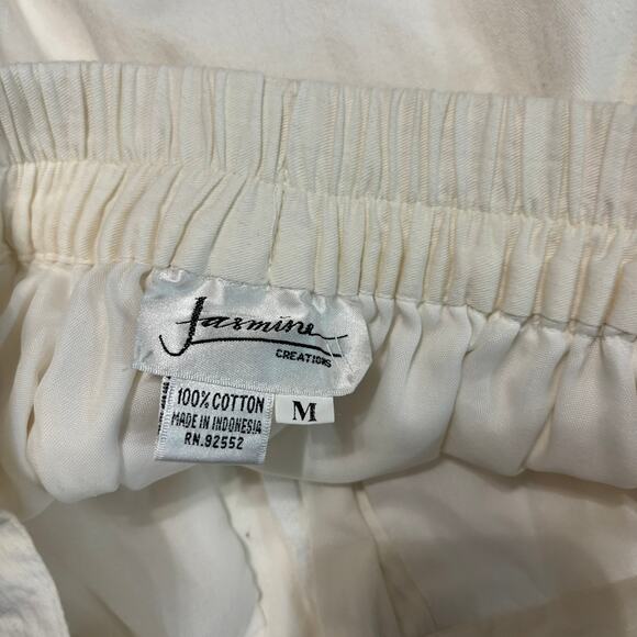 Vintage Jazmina Creations White Pleated High Waist Shorts M Cotton Retro - Picture 6 of 6